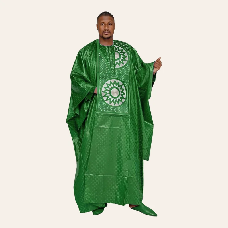 Ensemble Bazin Riche Brodé 3 pièces Homme Vert
