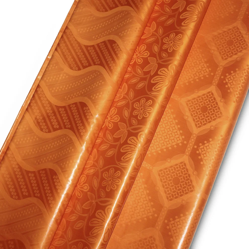 Tissu Bazin Riche Feitex 100% Coton - Brocart Jacquard Africain Orange